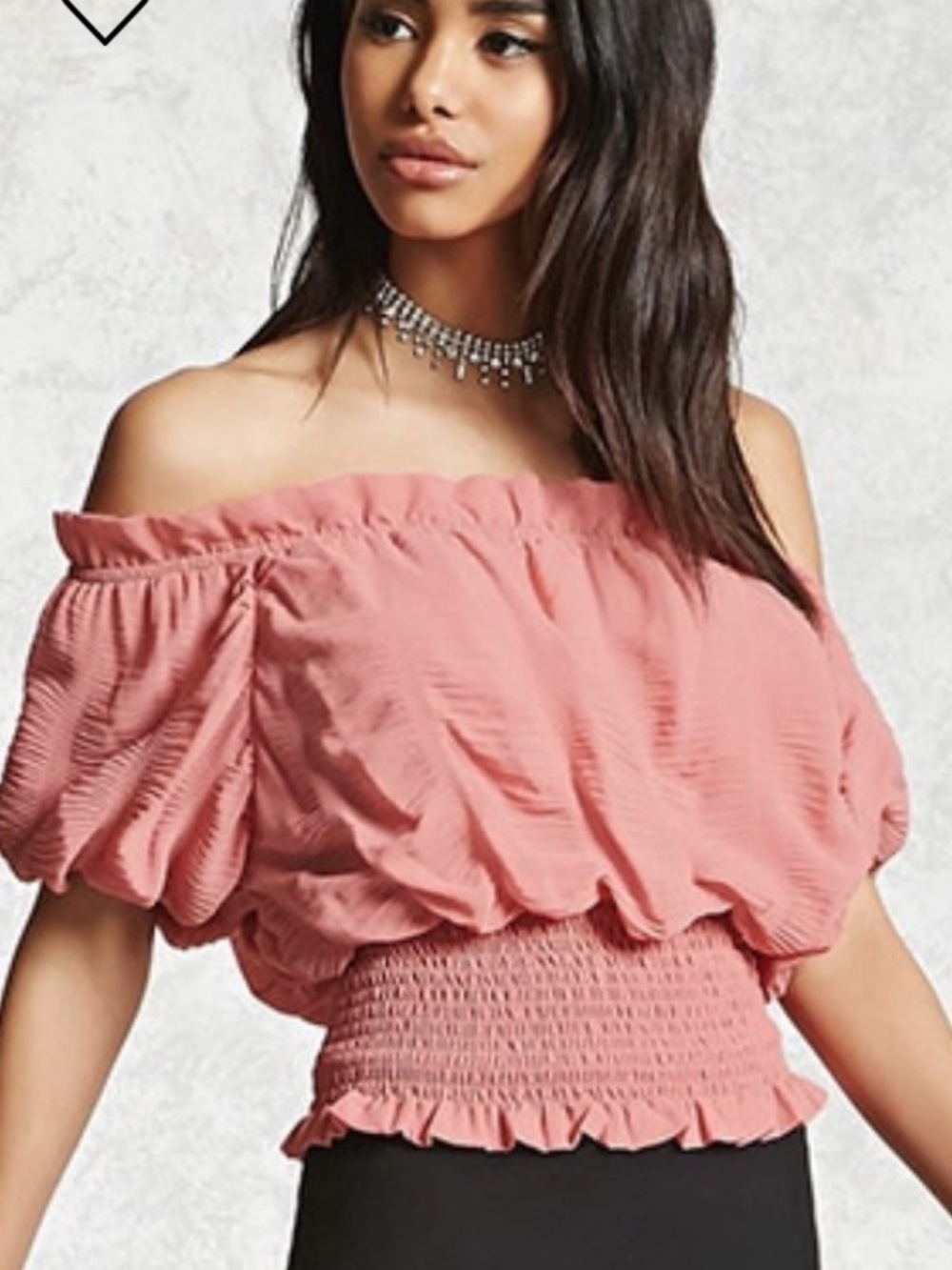 Forever 21 White off the shoulder crop top chiffon Small